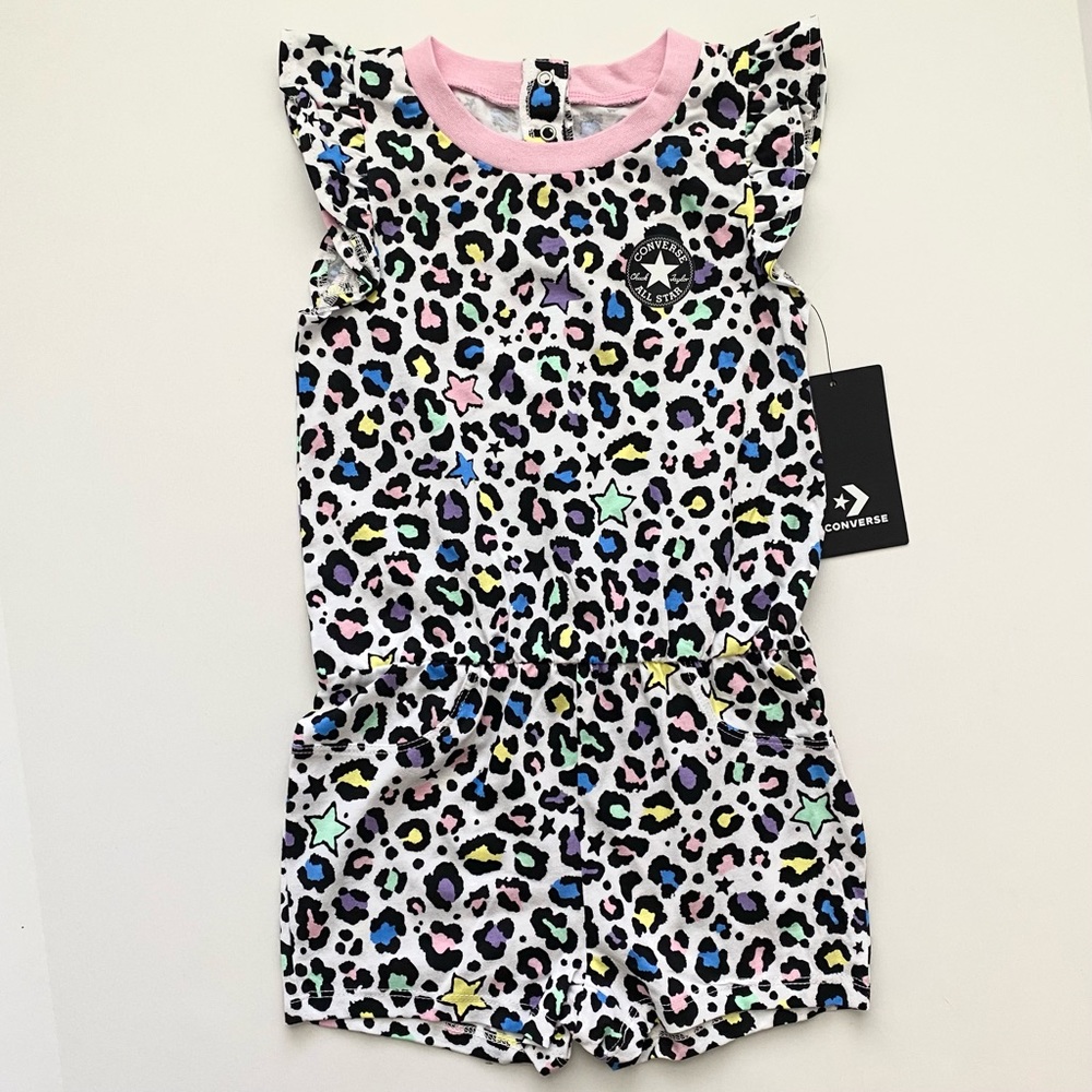 NWT Converse Toddler Girl Colorful Cheetah Print Romper